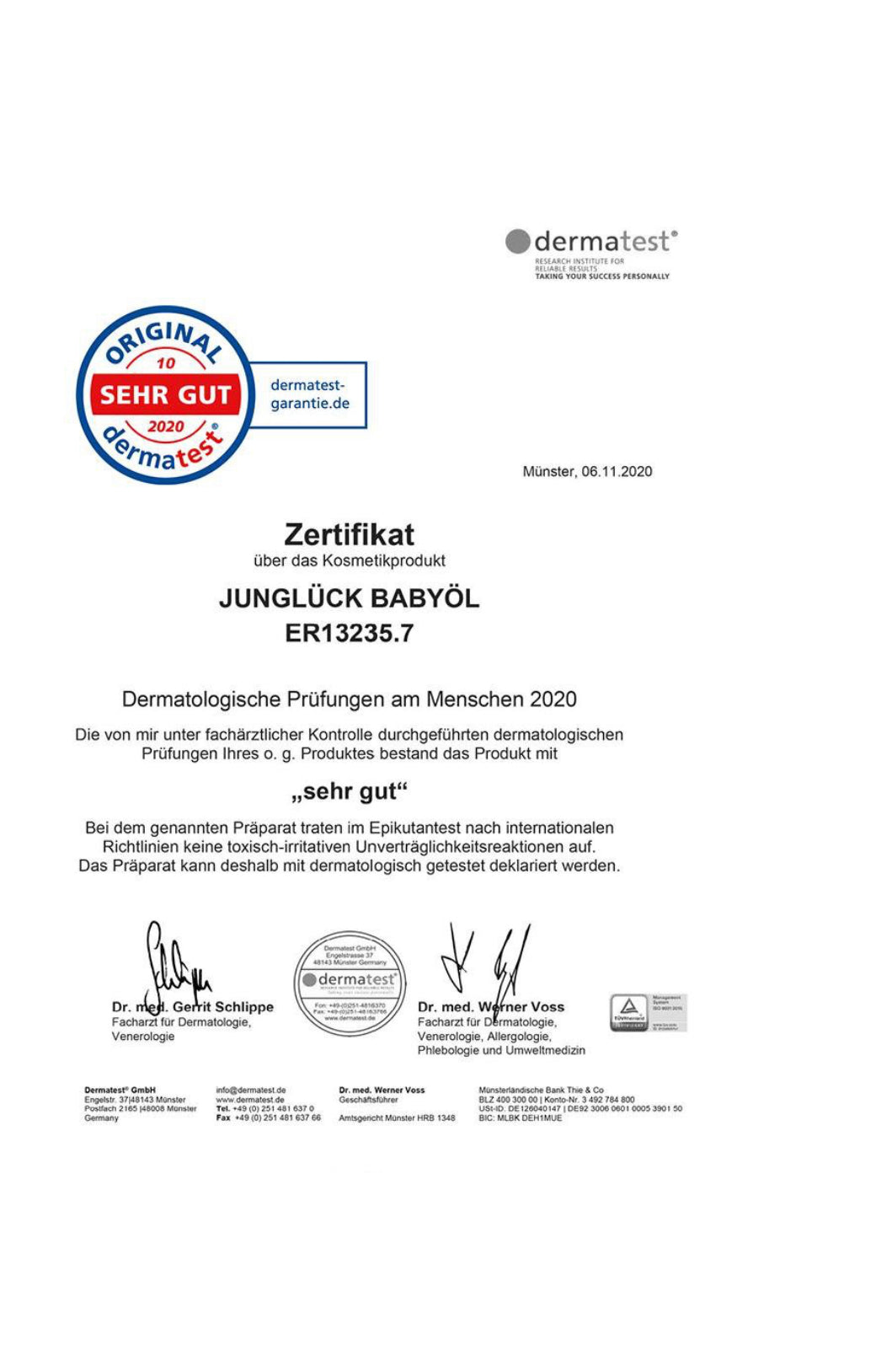 Junglück Baby Öl